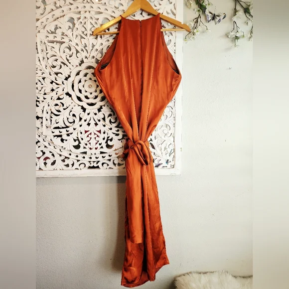 ANDREA IYAMAH THE RENI MIDI DRESS BURN ORANGE SIZE LARGE - Picture 9 of 14